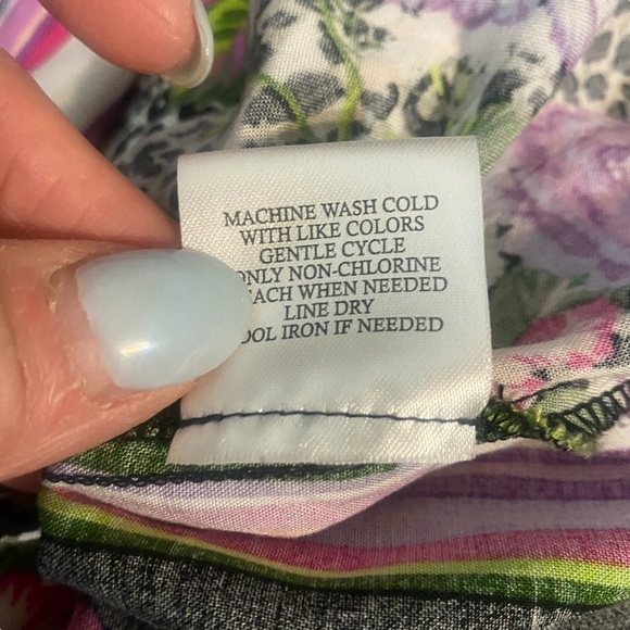 COMO Vintage top women’s size L purple artsy art to wear mixed media tunic - Picture 6 of 7